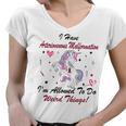 I Have Arteriovenous Malformation Im Allowed To Do Weird Things Funny Unicorn Burgundy Ribbon Arteriovenous Malformation Support Arteriovenous Malformation Awareness Women V-Neck T-Shirt