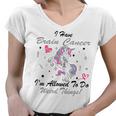 I Have Brain Cancer Im Allowed To Do Weird Things Unicorn Grey Ribbon Brain Cancer Brain Cancer Awareness Women V-Neck T-Shirt