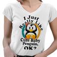 I Really Like Cute Baby Penguin Ok Women V-Neck T-Shirt