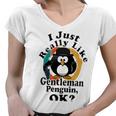 I Really Like Gentleman Penguin Ok Women V-Neck T-Shirt