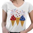 Memorial Day 4Th Of July Holiday Patriotic Ice Cream Women V-Neck T-Shirt