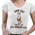 One Cat Short Of Crazy Women V-Neck T-Shirt