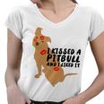 Pitbull Funny Kissed A Pitbull I Liked 795 Shirt Women V-Neck T-Shirt