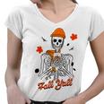 Skeleton It’S Fall Y’All Thanksgiving Funny Autumn Halloween Women V-Neck T-Shirt