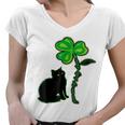 St Patricks Day Black Cat My Lucky Charm Women V-Neck T-Shirt