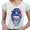 Ultra Maga Red White Blue Skull Women V-Neck T-Shirt