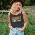 Graphic Tee Indiana Us State Map Vintage Retro Stripes Unisex Tank Top