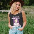 Just A Girl Who Loves Anime Peace Symbol V Fingers Fun Tank Top