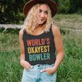 Worlds Okayest Bowler Funny Bowling Lover Vintage Retro Unisex Tank Top