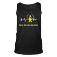 Ewings Sarcoma Awareness Heartbeat Yellow Ribbon Ewings Sarcoma Ewings Sarcoma Awareness Unisex Tank Top