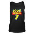 Kids 7 Years Old Birthday Party Toy Theme Boys Girls Look Whos 7 Birthday Tank Top