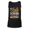 With Jesus In Her Heart And A Scissors In Her Hand She Is Unstoppable C Unisex Tank Top