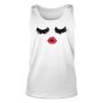 Black Eyelashes Red Lips Mother Day Gift Birthday Holiday Christmas Unisex Tank Top