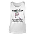 Funny Unicorns I Try To Avoid Drama Because The Mouth V2 Unisex Tank Top