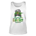 One Lucky Grammy Messy Bun Leopard St Patricks Day Unisex Tank Top