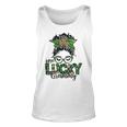 One Lucky Grammy St Patricks Day Messy Bun Leopard Unisex Tank Top