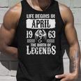 April 1963 Birthday Life Begins In April 1963 Unisex Tank Top Gifts for Him