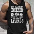 December 1963 Birthday Life Begins In December 1963 Unisex Tank Top Gifts for Him