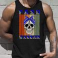 Fasd Warrior Skull Women Vintage Blue And Grey Ribbon Fetal Alcohol Spectrum Disorder Fetal Alcohol Spectrum Disorder Awareness Unisex Tank Top Gifts for Him