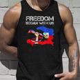 Freedom Began With Us Haitian Flag Happy Independence Day Unisex Tank Top Gifts for Him