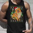 Funny Xmas Lighting Ugly Santa Pomeranian Christmas T-Shirt Unisex Tank Top Gifts for Him