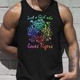 Just A Girl Who Loves Tigers Retro Vintage Rainbow Graphic Unisex Tank Top Gifts for Him