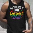 Mens 1 Worlds Gayest Dad Funny Fathers Day Lgbt Pride Rainbow 14 Shirt Unisex Tank Top Gifts for Him