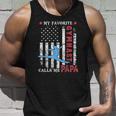 Mens My Favorite Gymnast Calls Me Papa Usa Flag Fathers Day Unisex Tank Top Gifts for Him