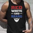 Mens Red White And Beard Funny 4Th Of July Bearded Dad Husband Unisex Tank Top Gifts for Him