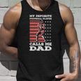 My Favorite Football Player Calls Me Dad American Flag Unisex Tank Top Gifts for Him
