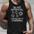 Not Antisocial Rolled Low Charisma Funny Dice Rpg Dragon Unisex Tank Top Gifts for Him