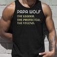 Papa Wolf The Leader The Protector The Legend Funny Unisex Tank Top Gifts for Him