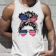4Th Of July American Flag Patriotic Daughter Messy Bun Usa Unisex Tank Top Gifts for Him