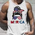 4Th Of July Merica Sunglasses Classy Mom Life Messy Bun Unisex Tank Top Gifts for Him