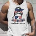 All American Healthcare Worker Nurse 4Th Of July Messy Bun Unisex Tank Top Gifts for Him