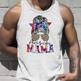 American Mama Usa Patriot Flag Tie Dye 4Th Of July Messy Bun Tank Top Gifts for Him