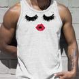 Black Eyelashes Red Lips Mother Day Gift Birthday Holiday Christmas Unisex Tank Top Gifts for Him