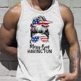 Funny Messy Bun Having Fun American Flag Merica 4Th Of July Unisex Tank Top Gifts for Him