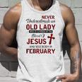 Never Underestimate An Old Lady Who Is Covered By February Unisex Tank Top Gifts for Him