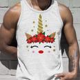 New Christmas Unicorn Face Santicorn Poinsettia Crown Cute Unisex Tank Top Gifts for Him