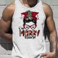 One Merry Nurse Messy Bun Tee Christmas Scrubs For Nurses Unisex Tank Top Gifts for Him