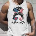 Womens Dance Life Mom Messy Bun American Us Flag 4Th Of July Unisex Tank Top Gifts for Him