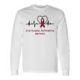 Arteriovenous Malformation Awareness Heartbeat Burgundy Ribbon Arteriovenous Malformation Support Arteriovenous Malformation Awareness Unisex Long Sleeve Gifts ideas