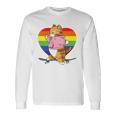 Cute Orange Tabby Cat Skateboarder Rainbow Heart Skater Long Sleeve T-Shirt T-Shirt Gifts ideas