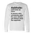 Funny Askhole Definition Dictionary Word Gag Sarcastic V4 Unisex Long Sleeve Gifts ideas