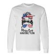 Messy Bun Having Fun American Flag Merica 4Th Of July Long Sleeve T-Shirt T-Shirt Gifts ideas