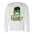 One Lucky Grammy Life Messy Bun St Patricks Day Irish Unisex Long Sleeve Gifts ideas