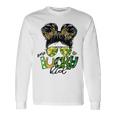 One Lucky Kid Messy Bun Shamrock St Patricks Day Unisex Long Sleeve Gifts ideas