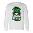 One Lucky Mama Messy Bun Shamrock St Patricks Day Unisex Long Sleeve Gifts ideas