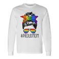 Proud Mom Messy Hair Bun Lgbtq Rainbow Flag Lgbt Pride Ally V3 Long Sleeve T-Shirt Gifts ideas